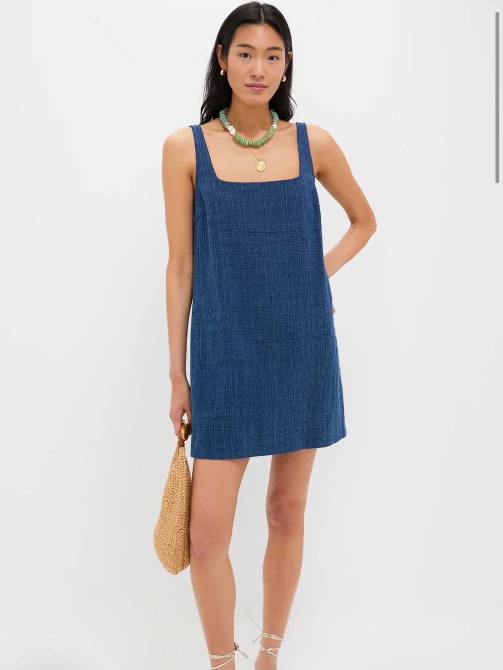 Pomander Place Textured Windowpane Denim Cassie Dress